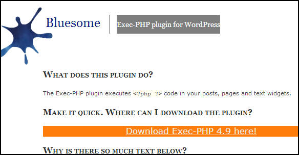 Bluesome Exec-PHP plugin